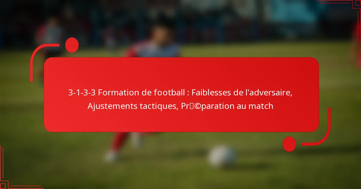 3-1-3-3 Formation de football : Faiblesses de l’adversaire, Ajustements tactiques, Préparation au match