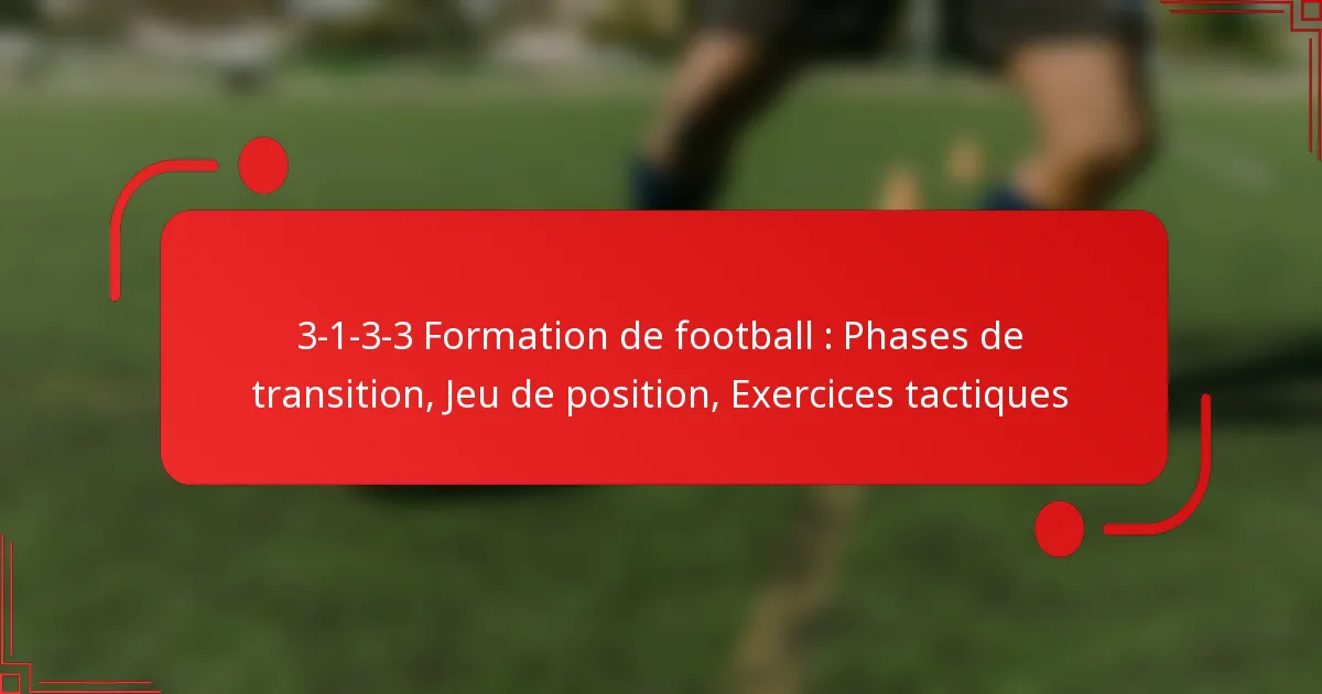 3-1-3-3 Formation de football : Phases de transition, Jeu de position, Exercices tactiques