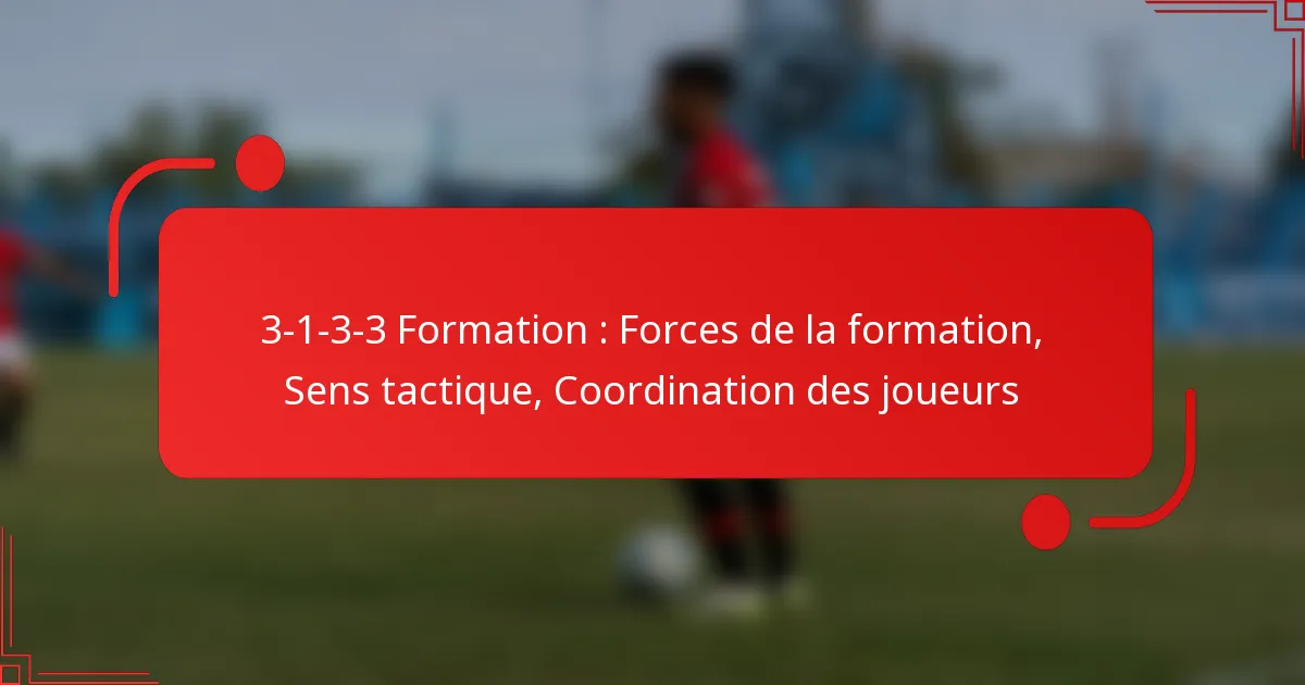 3-1-3-3 Formation : Forces de la formation, Sens tactique, Coordination des joueurs