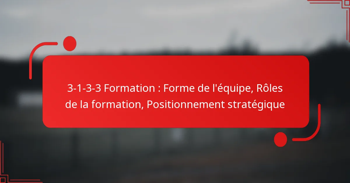 3-1-3-3 Formation : Forme de l’équipe, Rôles de la formation, Positionnement stratégique