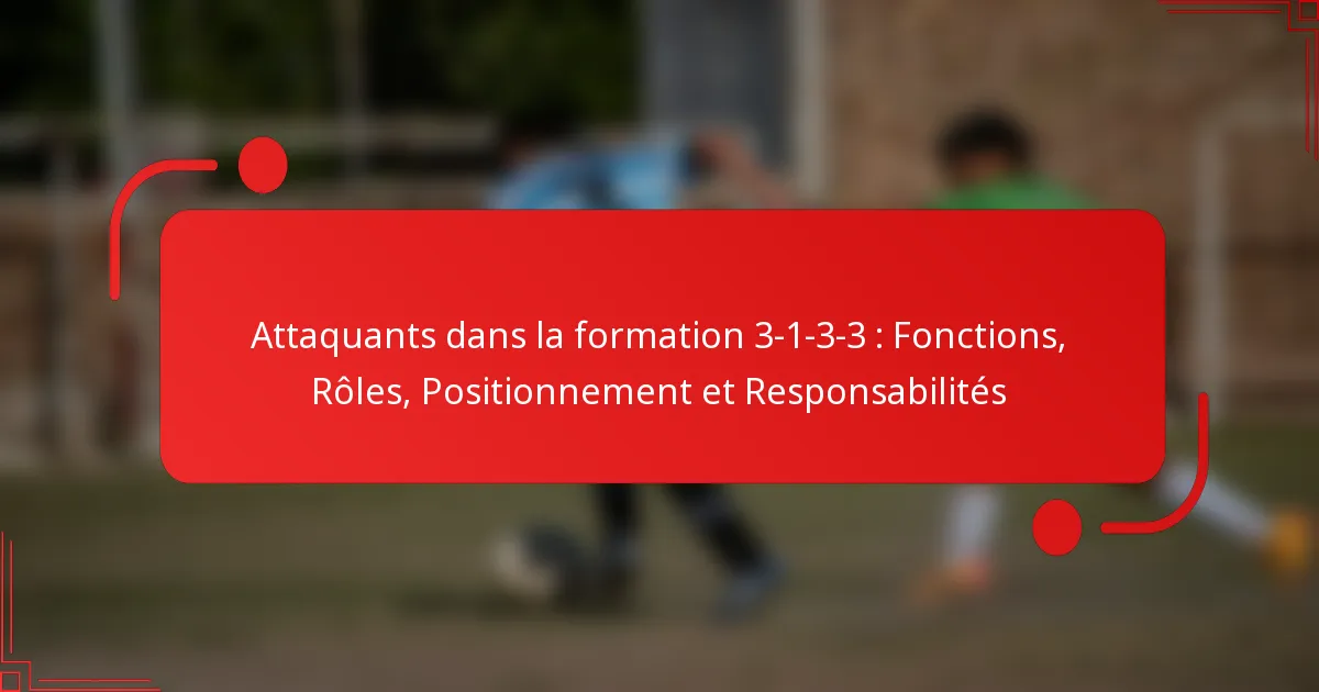 Attaquants dans la formation 3-1-3-3 : Fonctions, Rôles, Positionnement et Responsabilités