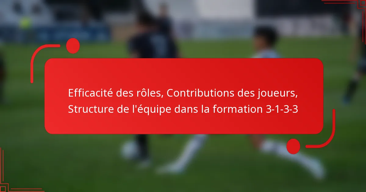 Efficacité des rôles, Contributions des joueurs, Structure de l’équipe dans la formation 3-1-3-3