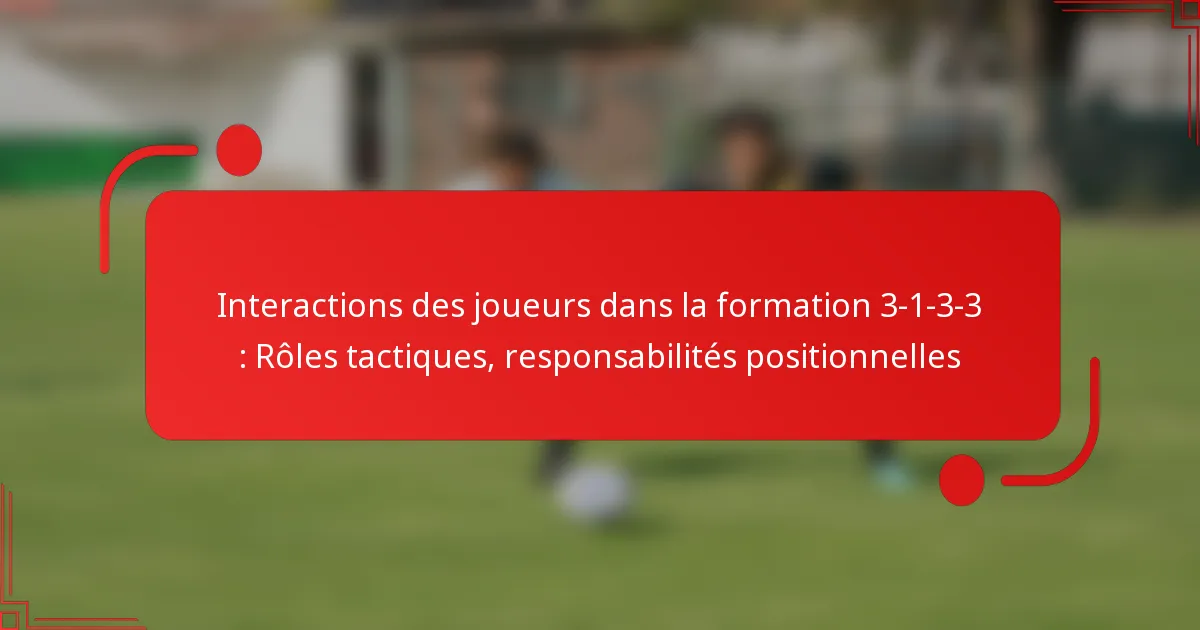 Interactions des joueurs dans la formation 3-1-3-3 : Rôles tactiques, responsabilités positionnelles