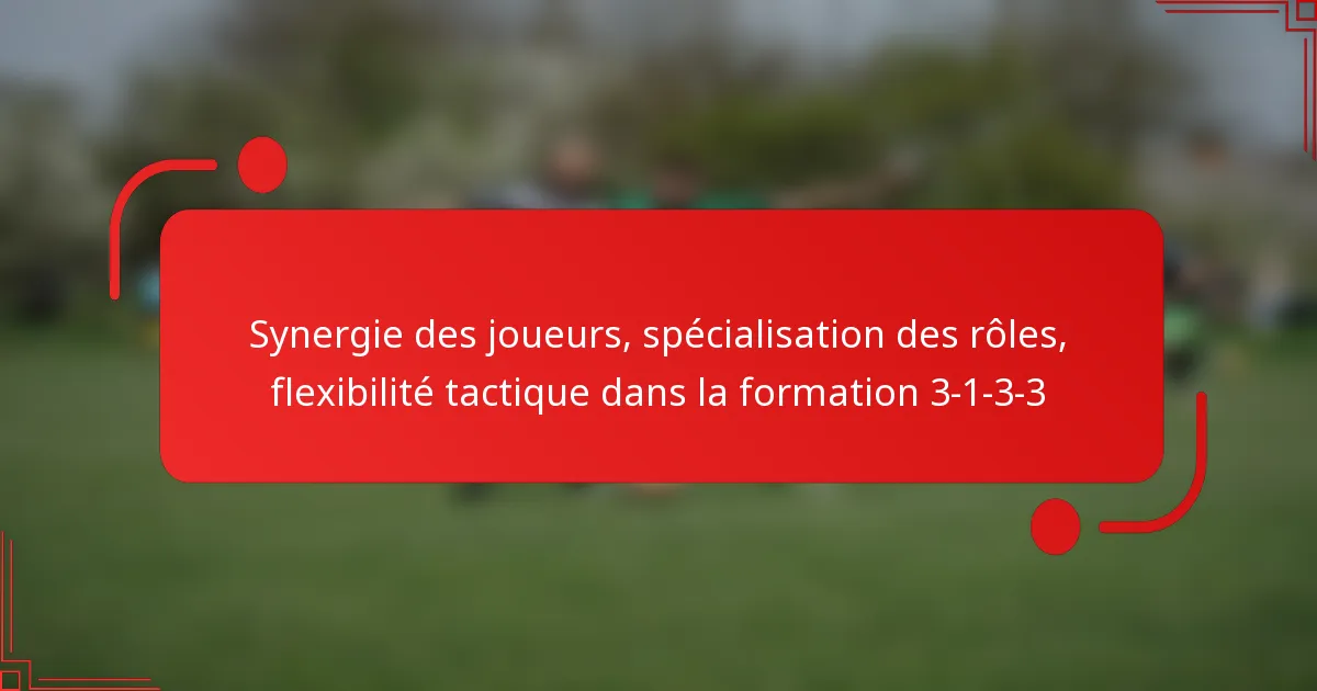 Synergie des joueurs, spécialisation des rôles, flexibilité tactique dans la formation 3-1-3-3