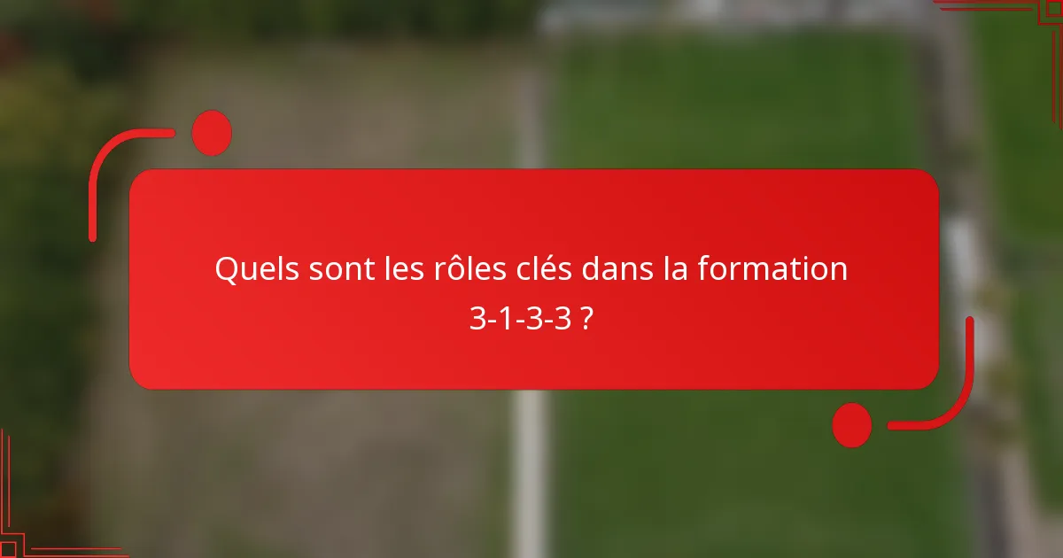 Quels sont les rôles clés dans la formation 3-1-3-3 ?