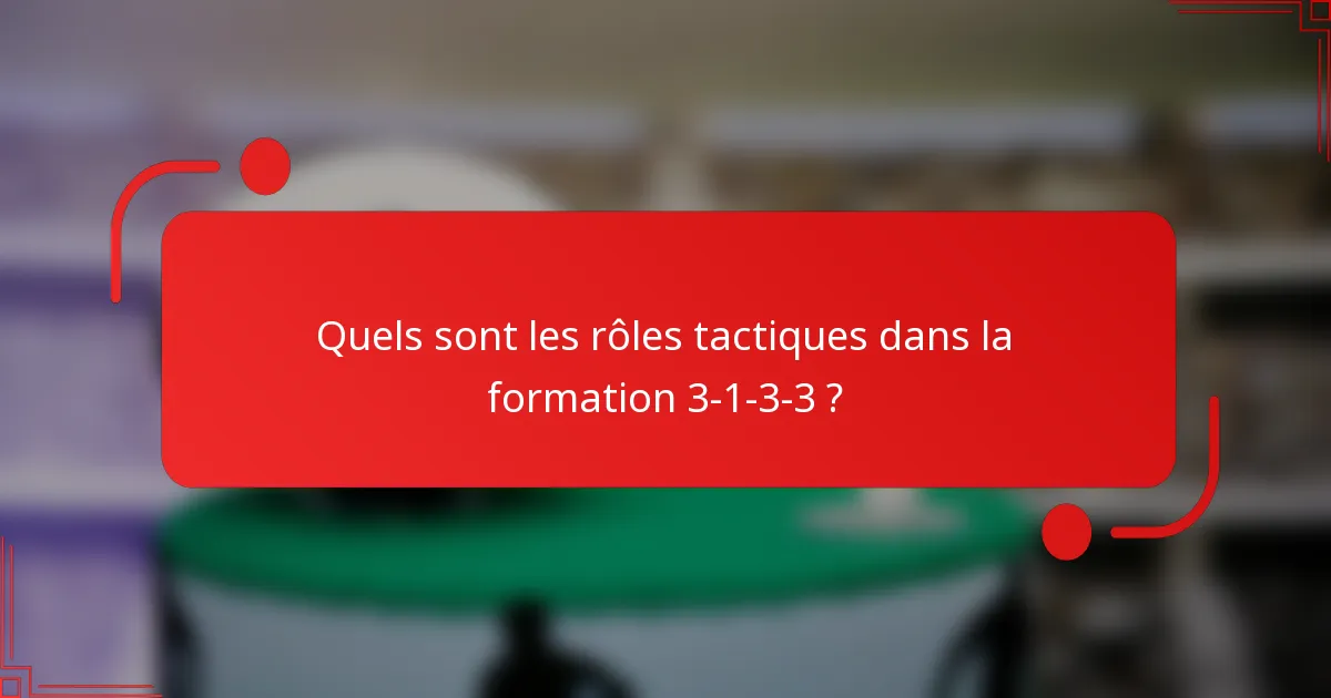 Quels sont les rôles tactiques dans la formation 3-1-3-3 ?