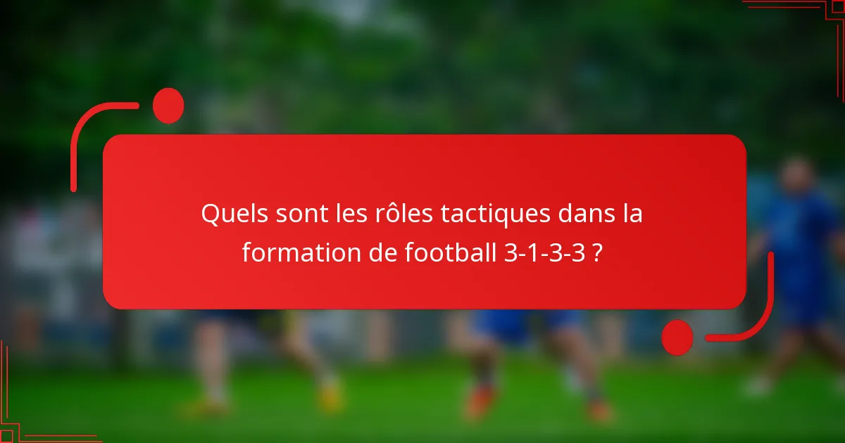 Quels sont les rôles tactiques dans la formation de football 3-1-3-3 ?