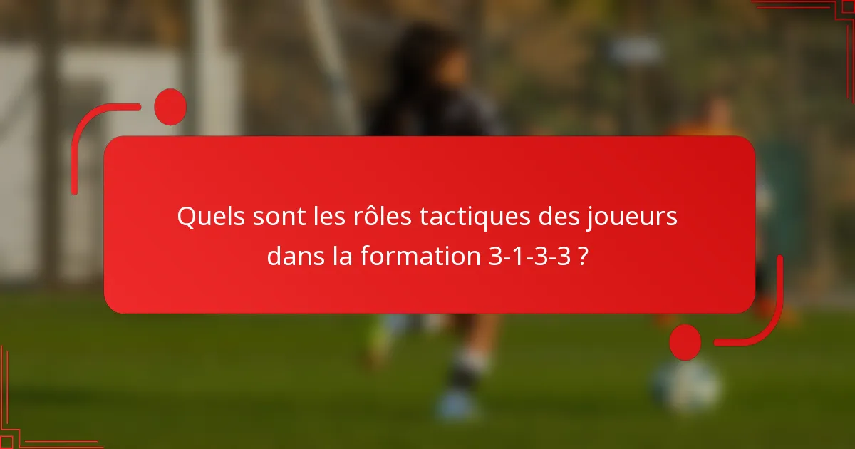 Quels sont les rôles tactiques des joueurs dans la formation 3-1-3-3 ?